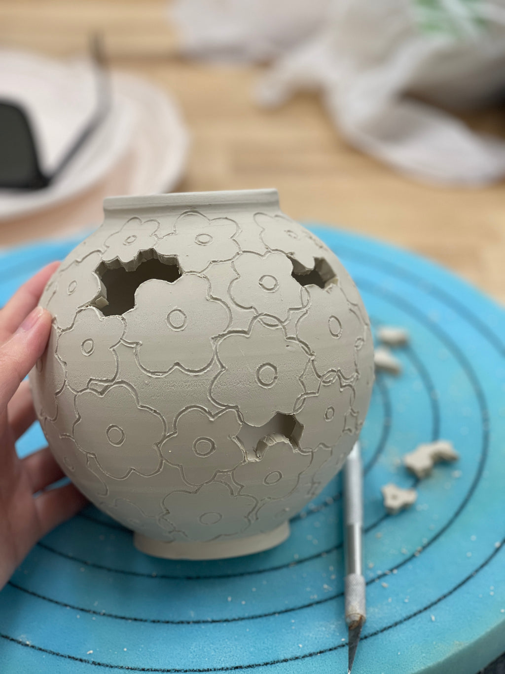 Mini Moon Jar, Flower Cut Outs