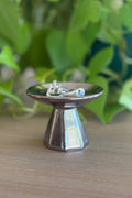 Mini Porcelain Pedestal - White Gold (no2)