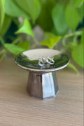 Mini Porcelain Pedestal - White Gold (no1)