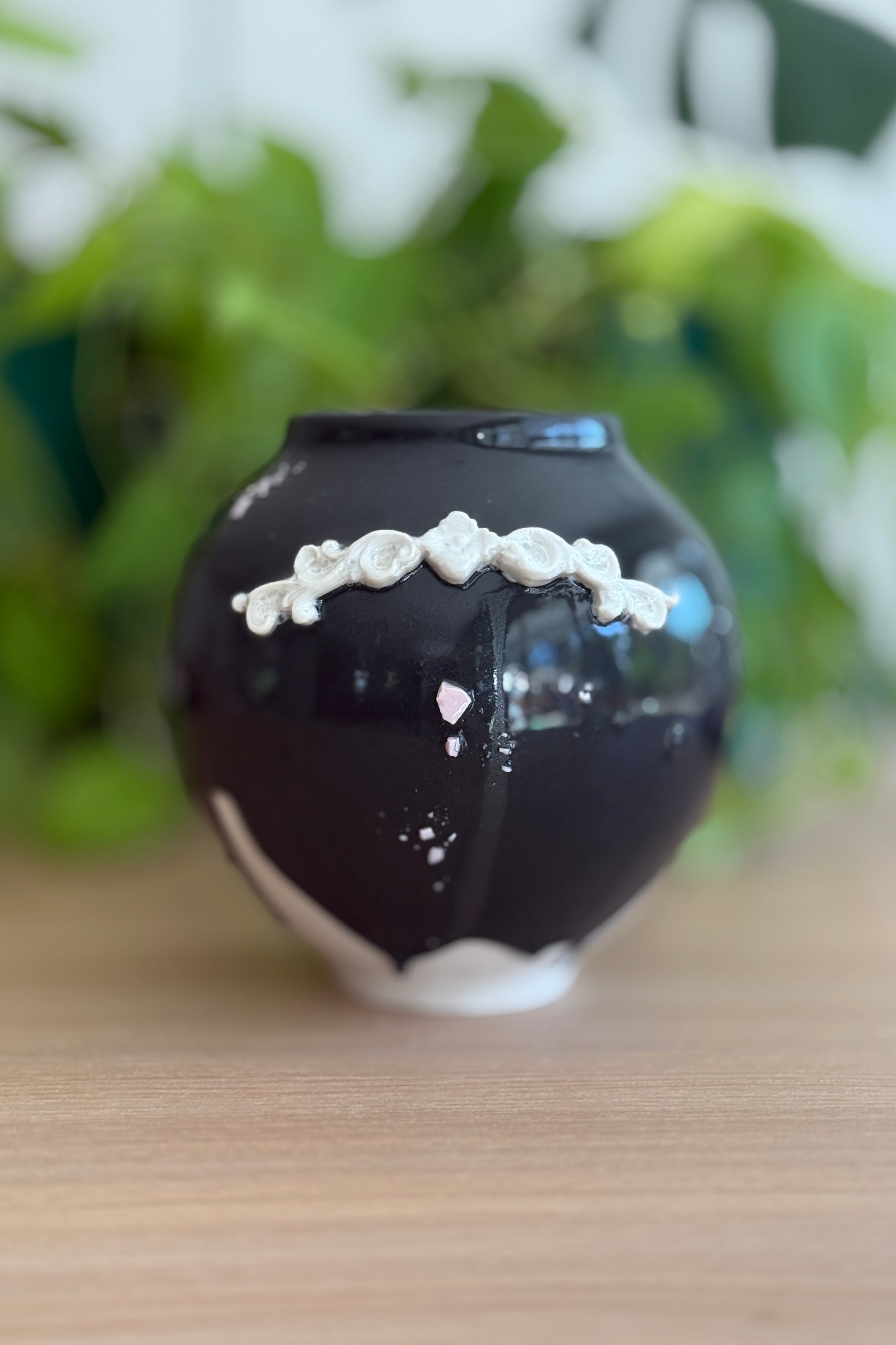 Black Dripping Snake Mini Moon Jar